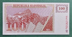 슬로베니아 1990-92년 100 톨라즈 SPECIMEN - 미사용