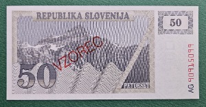 슬로베니아 1990-92년 50 톨라즈 SPECIMEN - 미사용