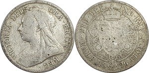 영국 1896년 1/2 Crown(2실링 6펜스) 은화