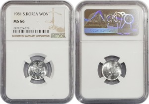 한국은행 1981년 1원 - NGC MS 66등급