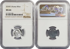 한국은행 2018년 1원 - NGC MS 66등급