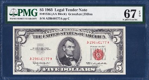 미국 1963년 5 달러 - PMG 67등급