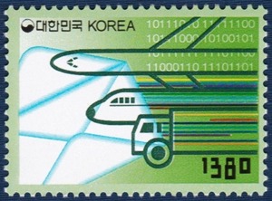 단편 - 2002년 기본료 190원시기 보통우표(운송수단 녹색 1,380원)