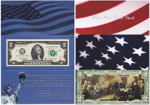 미국 2017년 2 달러(선물용 : 케이스+2달러 지폐+봉투) - 미사용