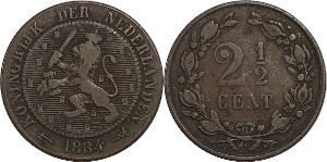 네덜란드 1884년 2½ Cents