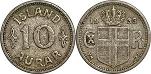 아이슬란드 1933년 10 Aurar