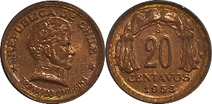칠레 1953년 20 Centavos