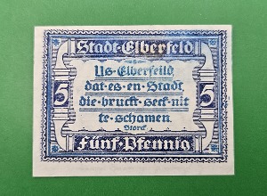 독일 1920년 NOTGELD 놋겔트 인플레이션 비상화폐 5페니히 - 미사용