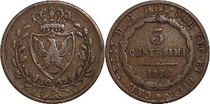 이탈리아 1826년 3 Centesimi
