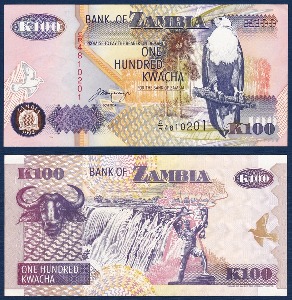 잠비아 1992년 100 콰차 - 미사용(-)