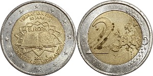네덜란드 2007년 기념 2 유로(로마 조약 50주년)
