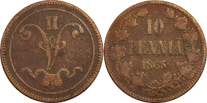 핀란드 1865년 10 페니아