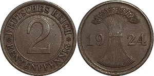 독일 1924년(J) 2 Rentenpfennig