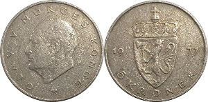 노르웨이 1977년 5 Kroner