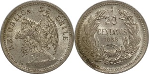 칠레 1938년 20 Centavos