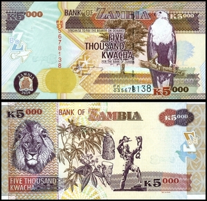 잠비아 2010년 5,000 콰차 - 미사용