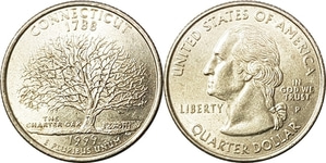 미국 주성립50주년 기념 쿼터달러 - 코네티컷(1999년, P)