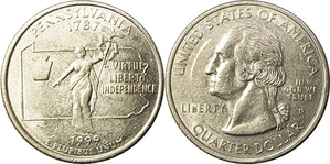 미국 주성립50주년 기념 쿼터달러 - 펜실바니아(1999년, D)
