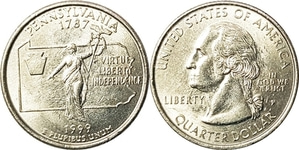 미국 주성립50주년 기념 쿼터달러 - 펜실바니아(1999년, P)