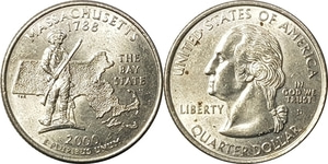 미국 주성립50주년 기념 쿼터달러 - 메사추세츠(2000년, D)