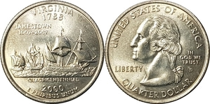 미국 주성립50주년 기념 쿼터달러 - 버지니아(2000년, D)
