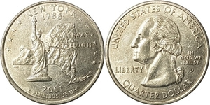 미국 주성립50주년 기념 쿼터달러 - 뉴욕(2001년, D)