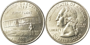 미국 주성립50주년 기념 쿼터달러 - 북캐롤라이나(2001년, D)