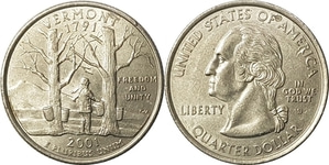 미국 주성립50주년 기념 쿼터달러 - 버몬트(2001년, D)
