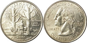 미국 주성립50주년 기념 쿼터달러 - 버몬트(2001년, P)
