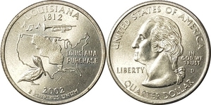 미국 주성립50주년 기념 쿼터달러 - 루이지애나(2002년, D)