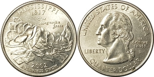 미국 주성립50주년 기념 쿼터달러 - 미시시피(2002년, D)