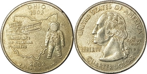 미국 주성립50주년 기념 쿼터달러 - 오하이오(2002년, D)