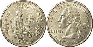 미국 주성립50주년 기념 쿼터달러 - 알라바마(2003년, D)