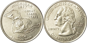 미국 주성립50주년 기념 쿼터달러 - 미시건(2004년, D)