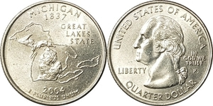 미국 주성립50주년 기념 쿼터달러 - 미시건(2004년, P)