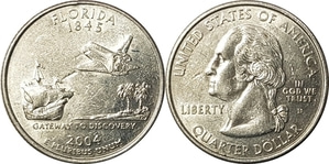 미국 주성립50주년 기념 쿼터달러 - 플로리다(2004년, D)