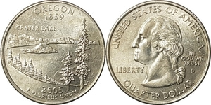 미국 주성립50주년 기념 쿼터달러 - 오리곤(2005년, D)