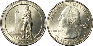 미국 뷰티풀 시리즈 쿼터달러 - 페리 전승 국제평화기념관(2013년, D)