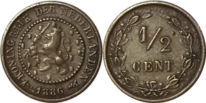네덜란드 1886년 1/2센트