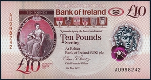 북아일랜드 2017년 10파운드(Ireland Bank) - 미사용