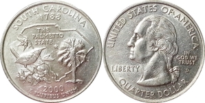 미국 주성립50주년 기념 쿼터달러 - 남캐롤라이나(2000년, D)