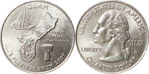 미국 주성립50주년 기념 쿼터달러 - 괌(2009년, D)