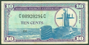 미국 1969년 10센트 군표 - 미품